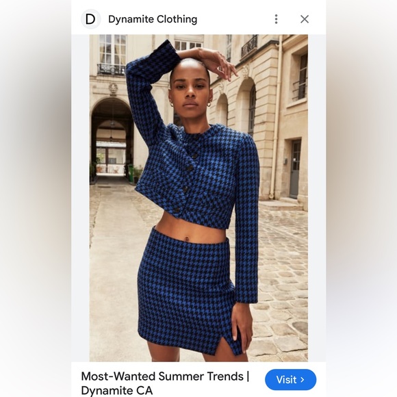 SET! NWT- DYNAMITE Shauna Cropped Button Blazer and Skirt - Picture 6 of 15